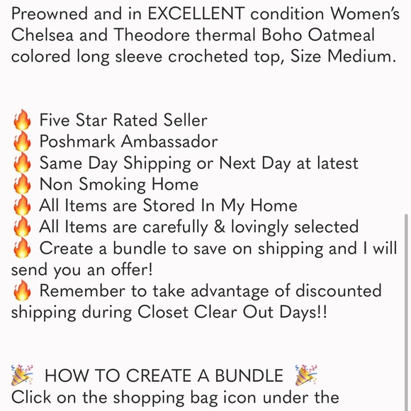 Chelsea and Theodore thermal boho top size medium - Picture 14 of 14